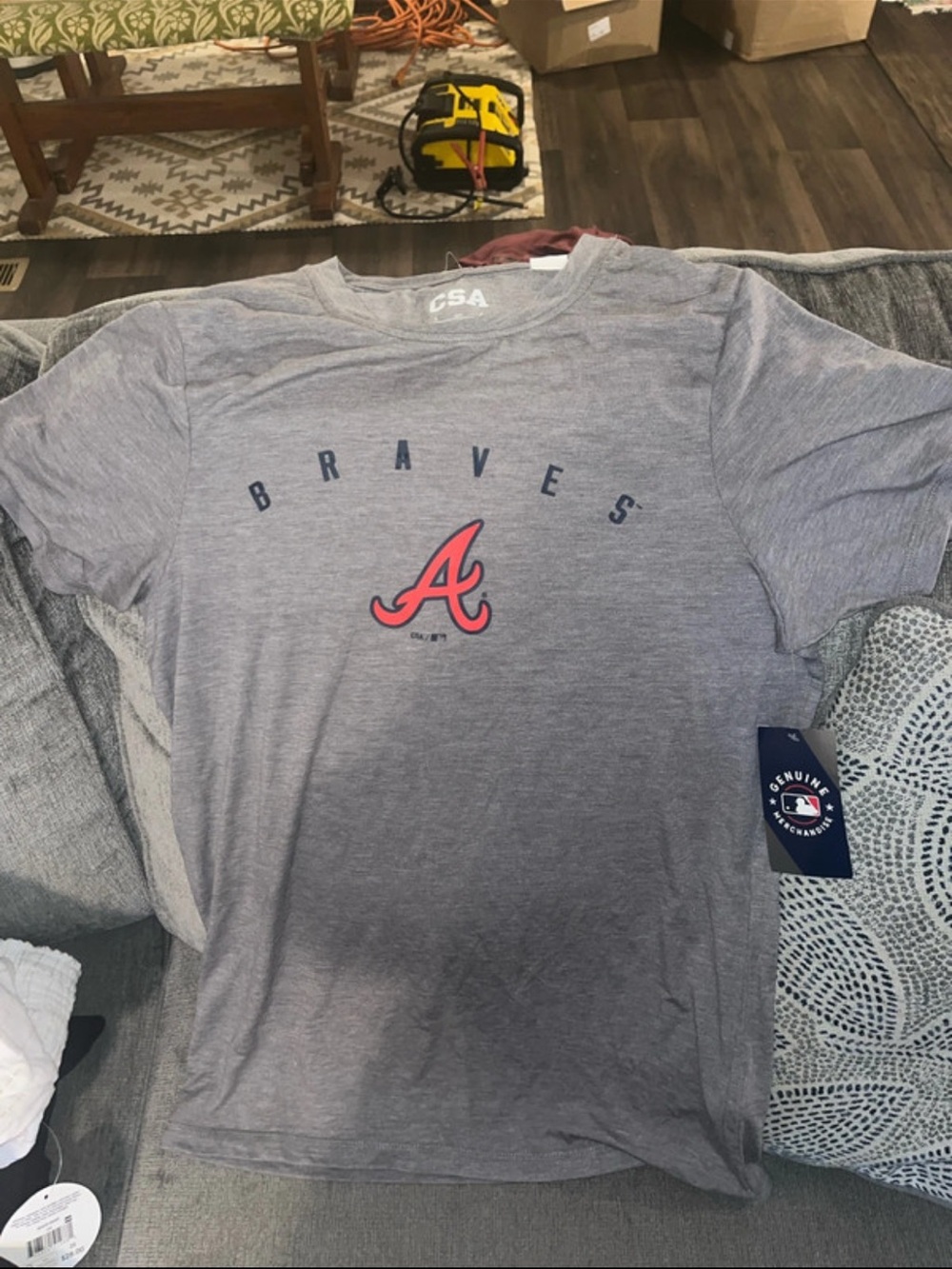 Genuine Merchandise Gray Braves Short-Sleeve Tee with Red 'A' Logo